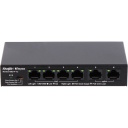 Ruijie RG-ES106D-P V2 6-portu 10/100Mbps nevadāms tīkla slēdzis ar 4xPoE+ (54W), paredzēts galda uzstādīšanai, melns