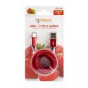 Sbox USB kabelis MODELIS USB-TYPEC-15R, 1,5m, iki 480 Mbit/s, USB 1.0, 1.1, 2.0, 8,3mm x 2,5mm, raudonas, pintas