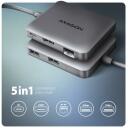 Axagon USB хаб HMC-5HL 5in1 5Gbps, 2x USB 5Gbps, 1x HDMI, 1x RJ-45, 0.2m силовой кабель