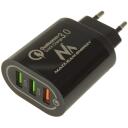 Maclean Laadija MCE479B, 3xUSB, QC 3.0 kiire laadimine, must
