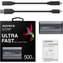 Adata V&auml;line SSD AELI-SE880-500GCGY 500GB, USB Type-C, 2000MB/s lugemise kiirus, 2000MB/s kirjutamise kiirus, hall