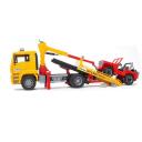 Bruder Veoauto Jeepiga MAN TGA BR-02750, 1:16, plastmass, punane, kollane, alates 4. eluaastast, omadused: t&otilde;stetud kabiin