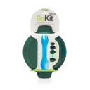 Pusdienu kārba ar inteliģentu dizainu, GoKit, R070913, mikroviļņu un trauku mazgājamā ma&scaron;īnā mazgājama, 23,4 x 19 x 6,6 cm, ogļu/zaļa, DeLuxe.