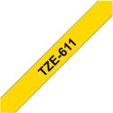 Brother TZe-611 laminēta lente, 8 m, 6 cm, melns uz dzeltena, TZe, termiskā pārnese, izturīgs pret skrāpējumiem, ūdensizturīgs