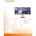 Aoc monitor CU34V5CW/BK, 3440 x 1440, 100 Hz, 1 ms, 1500 R, 4 x USB 3.2, 1 x HDMI, 1 x DP, 2,0 MP kaamera, 300 cd/m&sup2;, 3 000:1