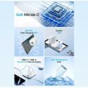 Vention зарядное устройство FERW0-EU 65W PD быстрая зарядка, 3 устройства, 2 USB-C, 1 USB-A, AC, белый