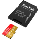 microSDXC Extreme atminties kortelė 128GB veiksmo kameroms ir dronams su SD adapteriu iki 190MB/s A2 Class 10 V30 UHS-I U3 SDSQXAA-128G-GN6AA SanDisk