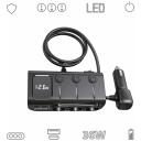 Manta Automobilinis įkroviklis MCC201T, 12-24V, 1306W, 3x USB-A, 2x USB-C, PD 36W, QC 3.0, LED ekranas