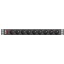 Lanberg pikendus PDU PDU-09E-0300-BK, 3m, 9x230V, 16A, 1U, must, l&uuml;liti, &uuml;lekoormuse kaitse