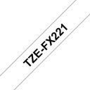 Brother Elastīga laminēta ID lente TZEFX221, 8 m, 0.9 cm, melns uz balta, TZe, termiskā pārnese, ūdensizturīga, izturīga pret eļļu