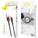 Baseus Cafule USB Lightning kaabel CALKLF-C19, 1,5A, 2m, Apple Lightning, USB, nailonist punutud, alumiiniumist pistik