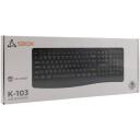 Sbox Klaviatuur K-103 US, 104/105 nuppu, membraan, USB 2.0, 1,5m kaabel, USA paigutus, plastmass