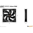 Be Quiet Arvutikorpuse ventilaator Light Wings BL074, 140mm, 95.14m&sup3;/h, 1500RPM, 23.3dB, 4-pin, Multi LED