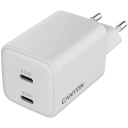 Compact wall charger with GaN technology 45 W total power and 2×PD fast charging ports CU45CC EU White CNS-CUW45CC CANYON
