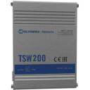 Teltonika коммутатор TSW200 8 x Gigabit Ethernet, 2 x SFP, PoE+, IP30, монтаж на DIN-рейку, -40 - 75 &deg;C
