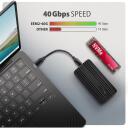 Axagon EEM2-40G USB-C 40 Gb/s M.2 NVMe SSD korpus, EEM2-40G, 40 Gb/s, alumiinium, passiivne jahutus, USB-C kaabel