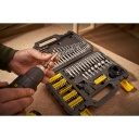 100 daļu urbšanas un skrūvēšanas komplekts, STANLEY, STA88548-XJ, dažādi piederumi un izturīgs korpuss