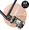 AirMax AX3000 WiFi 6 Bluetooth 5.0 PCIe Adapter Intel AX200 Dual Band 2 Antenas Melns Cudy WE3000