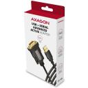 Axagon USB 2.0 RS-232 kaabel 1,5m ADS-1PQN, 1 RS232, 1 USB 2.0, DB9 isane, must