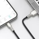 Baseus USB kabelis Lightning CALJK-A01, 1m, 2.4A, 480MB/s, cinko aliuminio + nailono pintas