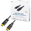 Logilink HDMI kabelis, CHA0020, 20 m, aktīvs, HDMI A tips vīrie&scaron;u, melns, 4K atbalsts, apzeltīti kontakti
