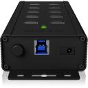 Raidsonic 7-port USB centrmezgls IB-HUB1703-QC3, 7 x USB 3.0, AC 120/230 V, melns, QC 3.0 lādētājs
