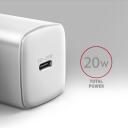 Axagon laadija ACU-PD20W 20W 1x USB-C toiteadapter, 100-240V, kiire laadimine, valge
