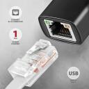 Axagon USB adapter ADE-ARC, 1 x RJ-45, 10/100/1000 Mbit/s, Realtek RTL8153, USB toitega, Plug and Play, must