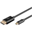 Goobay USB-C uz DisplayPort kabelis 75704, 1 m, 4K60Hz, līdz 21.6 Gbps, DisplayPort MST, USB 3.1