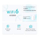 TP-Link Deco X50 (3-pack) belaidis mar&scaron;rutizatorius Mesh Wi-Fi 6 iki 2900 Mbps OFDMA 3&times; Gigabit LAN/WAN DHCP AiCPi saugumas 2&times; antenos Balta