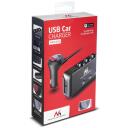 Maclean USB automobilių įkroviklis MCE218, 4xUSB, 12V-24V, 120W, 10.2A, 1m laidas, voltmetras, apsauga nuo perteklių