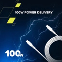 Кабель с подключением USB C к USB C и быстрой зарядкой 100 Вт CC100SC C-C 100W 1.2 m Белый CNS-CC100SC12W CANYON