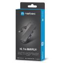 Natec USB-C 3.0 keskpunkt MAYFLY NHU-2023, 4 USB 3.0 porti, 5000 Mbit/s, 0.15 m kaabel, must