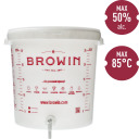 Fermentācijas spainis 30 L BROWIN 340450 ar uzdruku, krānu un plastmasas gaisa slēdzi