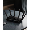 BE11000 Triju joslu Wi-Fi 7 maršrutētājs 4× 2.5G porti VPN MLO WPA3 Mesh melns Cudy WR11000