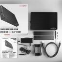 Axagon HDD корпус EE35-XA3 3,5" USB 3.2 Gen 1, адаптер питания 100-240V/12V-2A, USB-B - USB-A кабель 80 см, подставка