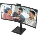 Aoc monitor CU34E4CW, 3440 x 1440, 120 Hz, 4 ms, 350 cd/m&sup2;, 2xHDMI, USB-C, 90W PD, 5MP kaamera, KVM, must