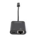 Digitus USB-Type-C Gigabit Ethernet adapteris DN-3027, 1 Gbps, USB-C ports, strāvas piegāde