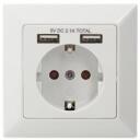Digitus viedā kontakligzda DA-70613, 2 USB, 5V, 2.1A, 250V, 2P+E, pārslodzes aizsardzība, īssavienojuma aizsardzība