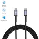 Tellur USB kabelis TLL155374, 100cm, 60W, 20V/3A, ātrā uzlāde, saderīgs ar C tipu
