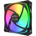 Montech Вентилятор корпуса RX120 PRO BLACK, 120mm, 12V, 1600RPM, 1.63mmH2O, HDB, 20 светодиодов, RGB контроллер в комплекте