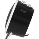 Adler AD 7742 elektrinis keraminis ventiliatorinis &scaron;ildytuvas 1500 W dvi &scaron;ildymo galios (750 W / 1500 W) termostatinis valdymas apsauga nuo perkaitimo automatinis i&scaron;sijungimas apvirtimo atveju ventiliatoriaus režimas juoda/sidabrinė