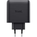 Trust mobiilne laadija MAXO 65W/4-PORT GAN 26067, 65W, 20V, 3xUSB-C, 1xUSB-A, 2m kaabel, must, kiire laadimine, &uuml;lekoormuse kaitse