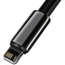Baseus Tungsten Gold kaabel USB iP CALWJ-A01, 2m, 2.4A, 480MB/s, must, nailon, tsinkisulam