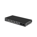 Ruijie RG-EG310GH-P-E | 10 Gigabit Prievadų Maršrutizatorius — 8 PoE Išėjimai, 4 WAN Prievadai, iki 350 Vartotojų, 1.5 Gbps, 64 VPN Tuneliai, Juodas Dizainas