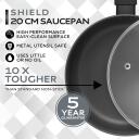 Russell Hobbs Kastrul RH028412EU7, 20cm, 1l, must, alumiinium, mitte kleepuv, kaanega, Shield, sobib k&otilde;ikidele pliitidele
