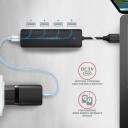 Axagon USB keskjaam HUE-C1A 4x USB 5Gbps, toitekaabel 19 cm, kaardilugeja, laadija 1.5A/5V