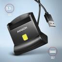 Axagon nutikas kaardilugeja CRE-SM4N USB 2.0 1.3m, 1 pesa, CE, RoHS, must, Plug and Play, LED indikaatorid