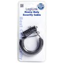 Logilink Notebook Coil Cable Lock NBS004, 1.8m, melna, kombinācijas slēdzene, izturīgs tērauda kabelis