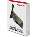 Axagon Adapteris PCEM2-D PCIe NVMe+SATA M.2, 2 M.2 diskai, 110 mm, maitinimo adapteris, laikiklis, 50 cm SATA duomenų kabelis